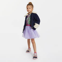 Billieblush-Girls Navy Blue Wool & Sherpa Jacket | Childrensalon Outlet