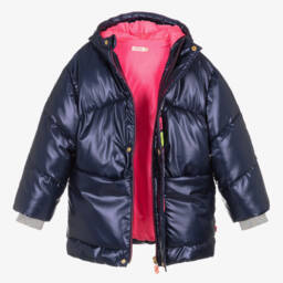 Billieblush-معطف بافر مبطن لون كحلي مزين بترتر للبنات | Childrensalon Outlet