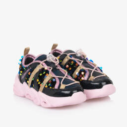 Billieblush-Girls Navy Sparkling Light-Up Trainers | Childrensalon Outlet