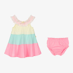 Billieblush-فستان أطفال بناتي قطن جيرسي لون زهري نيون | Childrensalon Outlet