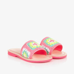 Billieblush-Girls Neon Pink Crochet Sliders | Childrensalon Outlet