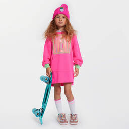 Billieblush-Girls Neon Pink Hooded Dress  | Childrensalon Outlet
