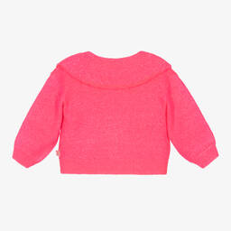 Billieblush-Girls Neon Pink Knitted Heart Cardigan | Childrensalon Outlet