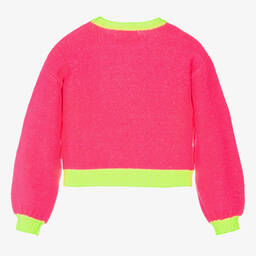 بيلي بلاش-بلوفر بطبعة قلوب أكريليك لون زهري نيون للبنات | Childrensalon Outlet