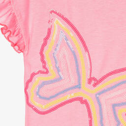Billieblush-Girls Neon Pink Sequin Butterfly Dress | Childrensalon Outlet