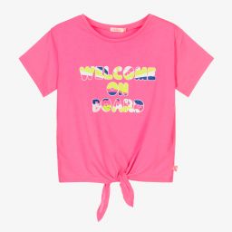 Billieblush-Girls Neon Pink Slogan T-Shirt | Childrensalon Outlet