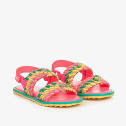 Billieblush-Girls Neon Pink Velcro Strap Sandals | Childrensalon Outlet