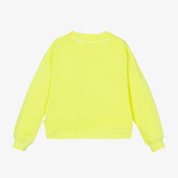Billieblush-Girls Neon Yellow Cotton Sweatshirt | Childrensalon Outlet