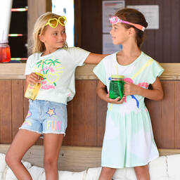 Billieblush-Girls Pale Blue Cotton T-Shirt | Childrensalon Outlet