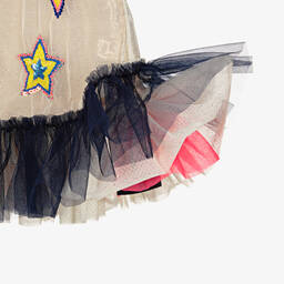 Billieblush-فستان تول لون ذهبي فاتح وكحلي | Childrensalon Outlet