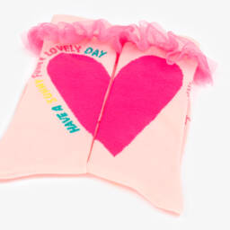 Billieblush-جوارب تول وردية فاتحة للبنات مزينة بقلوب | Childrensalon Outlet