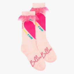 Billieblush-جوارب تول وردية فاتحة للبنات مزينة بقلوب | Childrensalon Outlet