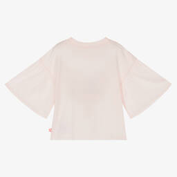 Billieblush-Розовая хлопковая футболка с сердцем из бисера | Childrensalon Outlet