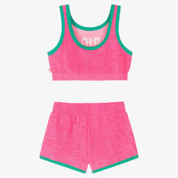 Billieblush-Girls Pink Big Love Towelling Shorts Set | Childrensalon Outlet