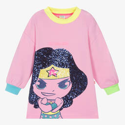 Billieblush-Girls Pink Cotton DC Sweatshirt Dress | Childrensalon Outlet