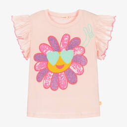 Billieblush-Girls Pink Cotton Flower T-Shirt | Childrensalon Outlet