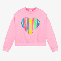 Billieblush-Girls Pink Cotton Heart Sweatshirt | Childrensalon Outlet