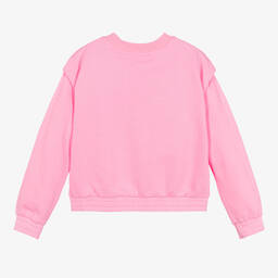 Billieblush-Girls Pink Cotton Heart Sweatshirt | Childrensalon Outlet