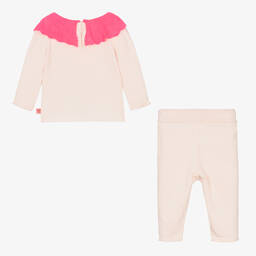 Billieblush-Girls Pink Cotton Knit Bunny Trouser Set  | Childrensalon Outlet