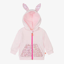 Billieblush-Girls Pink Cotton Sequin Bunny Zip-Up Top | Childrensalon Outlet