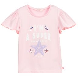 Billieblush-Girls Pink Cotton T-Shirt | Childrensalon Outlet
