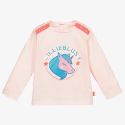 Billieblush-Розовый хлопковый топ с единорогом для девочек | Childrensalon Outlet