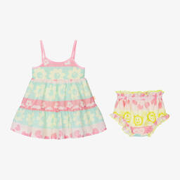 Billieblush-Girls Pink Flower & Heart Cotton Dress | Childrensalon Outlet