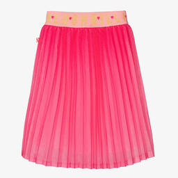 Billieblush-Girls Pink Glitter Pleated Logo Skirt | Childrensalon Outlet