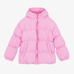 Billieblush-Girls Pink Hooded Rainbow Coat | Childrensalon Outlet
