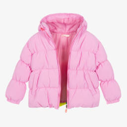 Billieblush-Girls Pink Hooded Rainbow Coat | Childrensalon Outlet