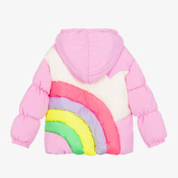 Billieblush-Girls Pink Hooded Rainbow Coat | Childrensalon Outlet
