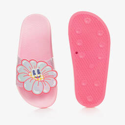 Billieblush-Girls Pink Iridescent Flower Sliders | Childrensalon Outlet
