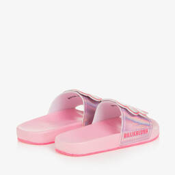 Billieblush-Girls Pink Iridescent Flower Sliders | Childrensalon Outlet