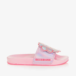 Billieblush-Girls Pink Iridescent Flower Sliders | Childrensalon Outlet