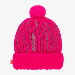 Billieblush-Girls Pink Knitted Heart Pom-Pom Hat | Childrensalon Outlet