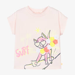 Billieblush-Girls Pink Organic Cotton T-Shirt | Childrensalon Outlet