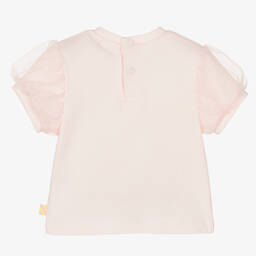 Billieblush-Girls Pink Puff Sleeve Cotton T-Shirt | Childrensalon Outlet