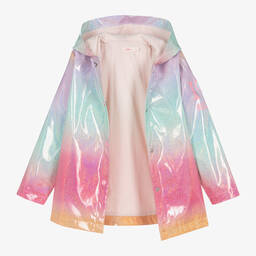 Billieblush-Girls Pink Rainbow Glitter Raincoat | Childrensalon Outlet