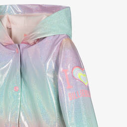 Billieblush-Girls Pink Rainbow Glitter Raincoat | Childrensalon Outlet