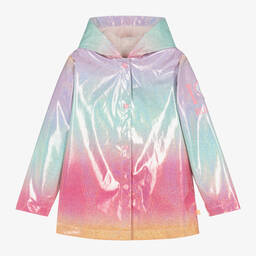 Billieblush-Girls Pink Rainbow Glitter Raincoat | Childrensalon Outlet