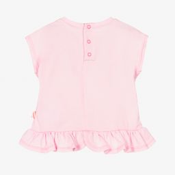 Billieblush-تيشيرت أطفال بناتي قطن مزين بكشكش لون زهري | Childrensalon Outlet
