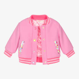 Billieblush-Girls Pink Sequin Bunny Bomber Jacket  | Childrensalon Outlet