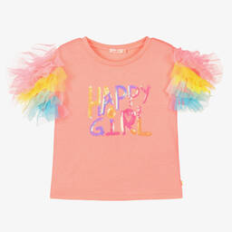 Billieblush-Girls Pink Sequin Cotton T-Shirt | Childrensalon Outlet