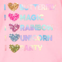 Billieblush-Girls Pink Sequin Slogan T-Shirt | Childrensalon Outlet