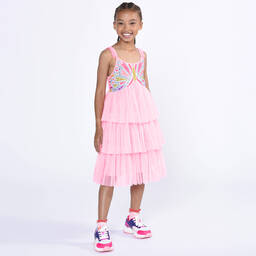 Billieblush-Розовое платье из тюля с бабочкой из пайеток | Childrensalon Outlet
