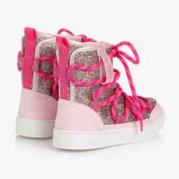 Billieblush-Розово-серебристые зимние ботинки с блестками | Childrensalon Outlet