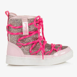 Billieblush-Розово-серебристые зимние ботинки с блестками | Childrensalon Outlet