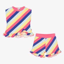 بيلي بلاش-طقم شورت أطفال بناتي قطن مقلم لون زهري | Childrensalon Outlet