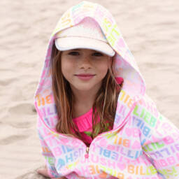 Billieblush-Girls Pink & White Terry Hoodie | Childrensalon Outlet
