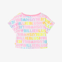 Billieblush-تيشيرت بناتي وردي وأبيض من القماش الفاخر | Childrensalon Outlet